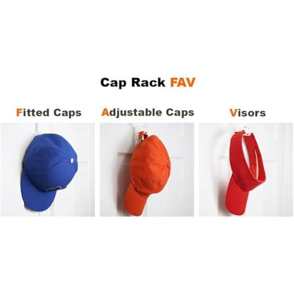 Perfect Curve Hat Rack Over Door Cap Organizer Holds 40 Baseball Caps Visors - Picture 3 of 7